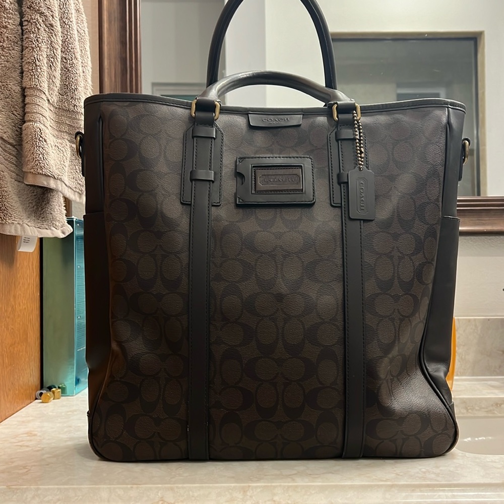 Coach, Brown leather monogram, tote bag